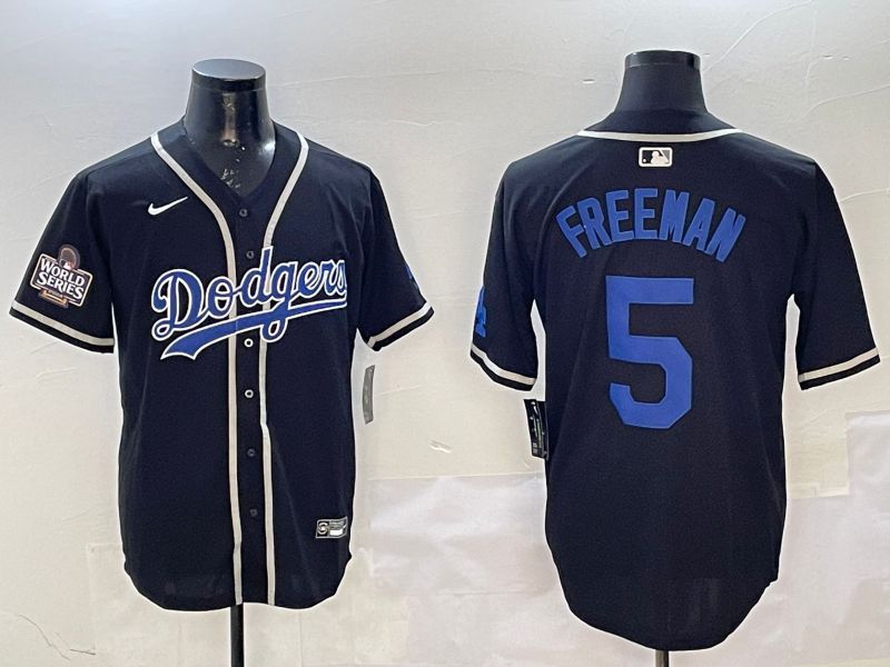 Men Los Angeles Dodgers #5 Freeman Black Fashion Game 2025 Nike MLB Jersey style 2